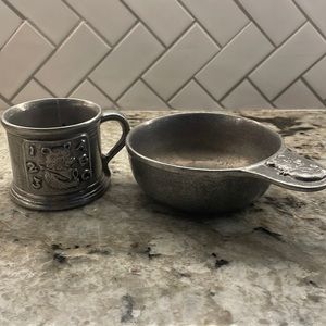 Vintage Carson Pewter Kids Bowl and‎ Mug with Bears